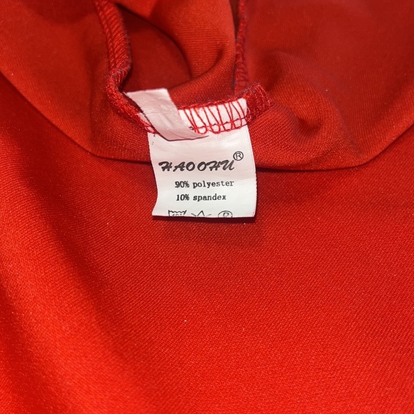 Haoohu Red Zip-Up Floor Length Long Sleeve Stretch Trendy Boho Cape Maxi Hi Low - Picture 8 of 8